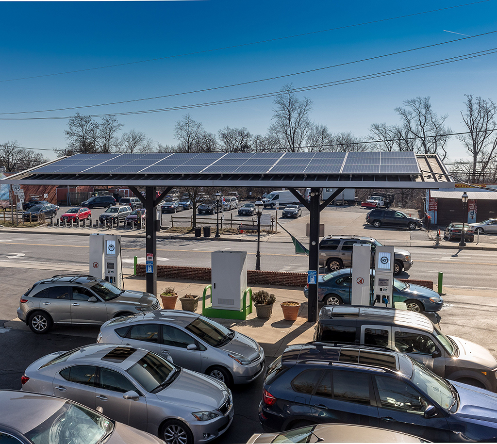 solar panels on top of gas pumps