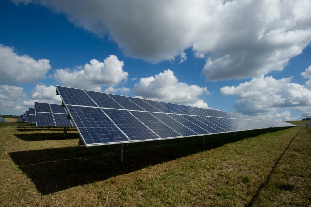 Ground mounted tilted solar panels